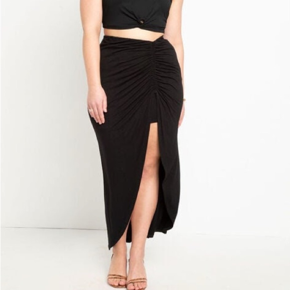 Eloquii Black Ruched Skirt Set